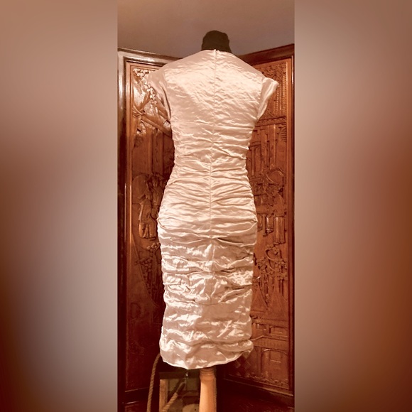 Nicole Miller Collection GOLD LABEL Metallic Silk Ruched MIDI dress - Picture 11 of 11